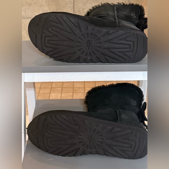 UGG Mini Bailey Corduroy Bow Boot In Black Size 10 - Picture 4 of 4